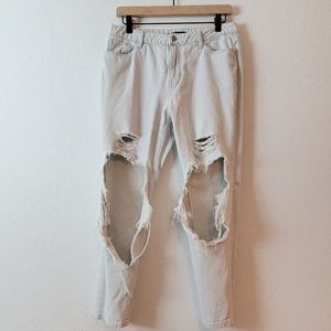 Forever 21 Light Wash Ripped Distressed Thrashed Tumblr Grunge Jeans Size 28